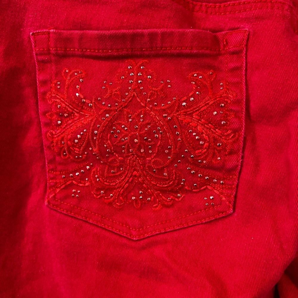 Gloria Vanderbilt Amanda classic fit red denim capris size 16W - Picture 9 of 13